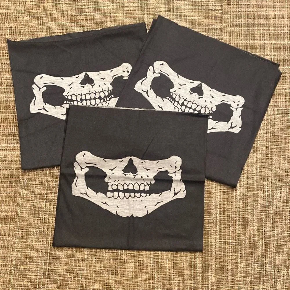 Skeleton Mouth Black & White Cool Neck Gaiter Mask Men Women Full Face Lot of 3